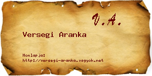 Versegi Aranka névjegykártya